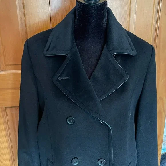 Jones New York Collection Classic Pea Coat EUC Sz 12 Black - Picture 4 of 12